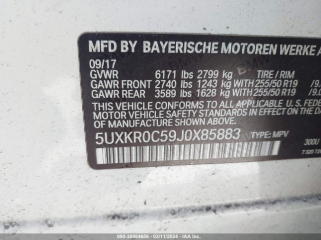 Photo 8 VIN: 5UXKR0C59J0X85883 - BMW X5 