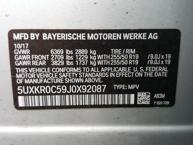 Photo 9 VIN: 5UXKR0C59J0X92087 - BMW X5 XDRIVE3 