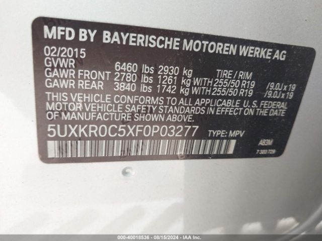 Photo 8 VIN: 5UXKR0C5XF0P03277 - BMW X5 