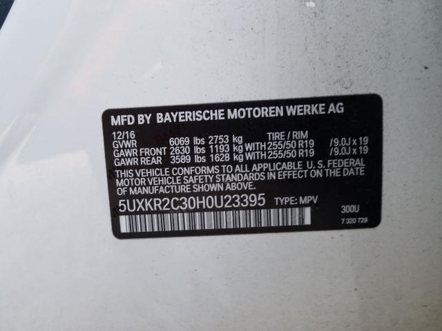 Photo 9 VIN: 5UXKR2C30H0U23395 - BMW X5 SDRIVE3 