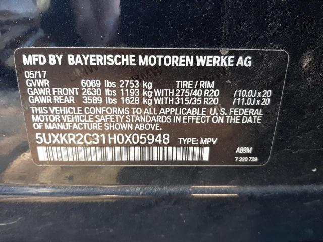 Photo 9 VIN: 5UXKR2C31H0X05948 - BMW X5 SDRIVE3 