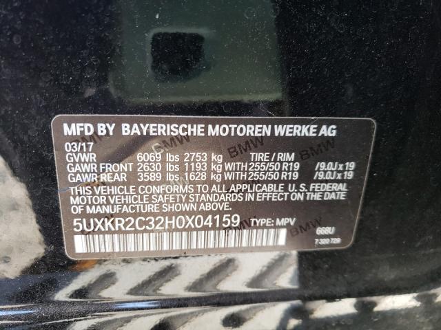 Photo 9 VIN: 5UXKR2C32H0X04159 - BMW X5 SDRIVE3 