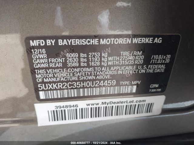 Photo 8 VIN: 5UXKR2C35H0U24459 - BMW X5 