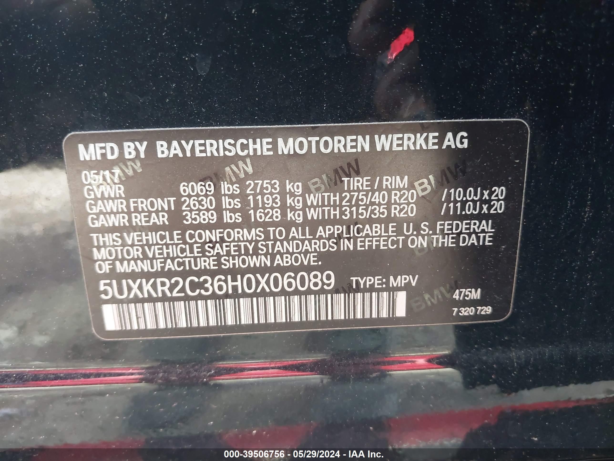 Photo 8 VIN: 5UXKR2C36H0X06089 - BMW X5 