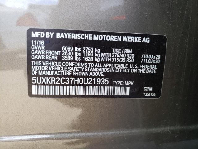 Photo 9 VIN: 5UXKR2C37H0U21935 - BMW X5 SDRIVE3 