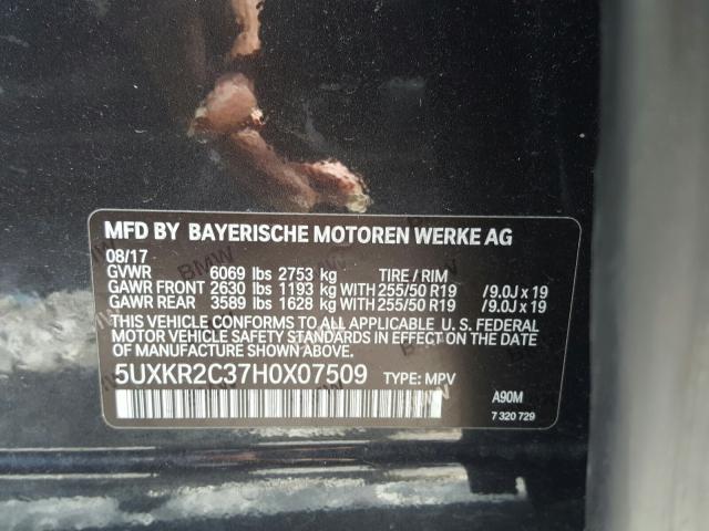 Photo 9 VIN: 5UXKR2C37H0X07509 - BMW X5 SDRIVE3 