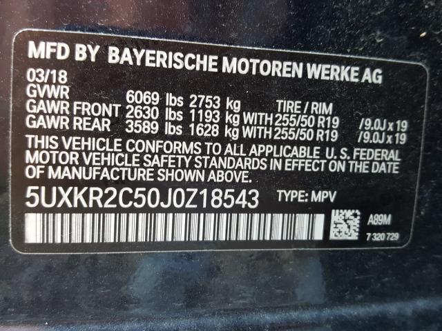 Photo 9 VIN: 5UXKR2C50J0Z18543 - BMW X5 SDRIVE3 