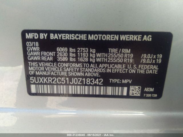 Photo 8 VIN: 5UXKR2C51J0Z18342 - BMW X5 