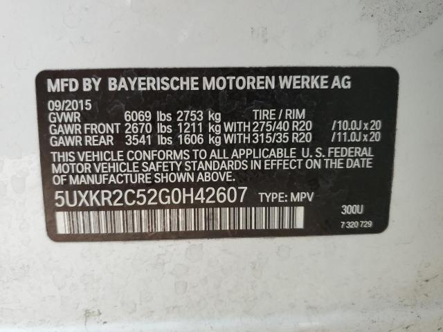 Photo 11 VIN: 5UXKR2C52G0H42607 - BMW X5 SDRIVE3 