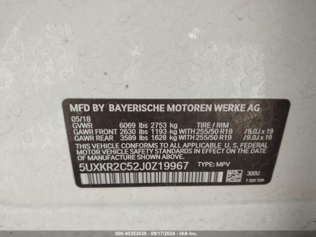 Photo 8 VIN: 5UXKR2C52J0Z19967 - BMW X5 