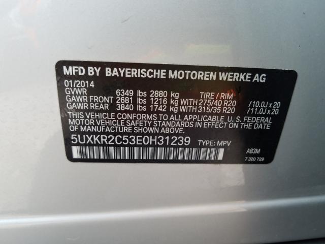 Photo 9 VIN: 5UXKR2C53E0H31239 - BMW X5 SDRIVE3 