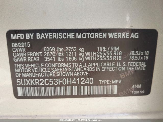 Photo 8 VIN: 5UXKR2C53F0H41240 - BMW X5 