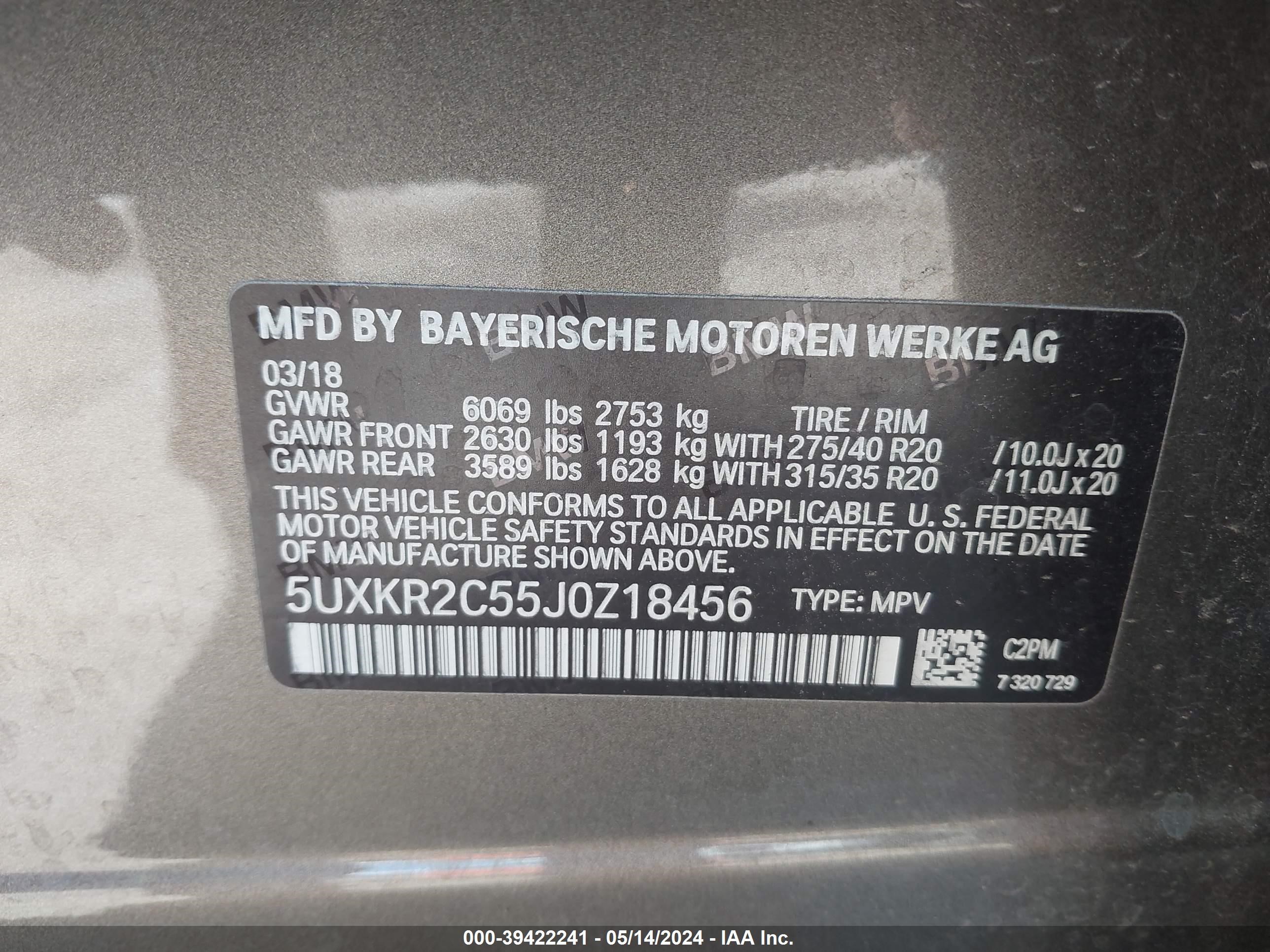 Photo 8 VIN: 5UXKR2C55J0Z18456 - BMW X5 SDRIVE3 