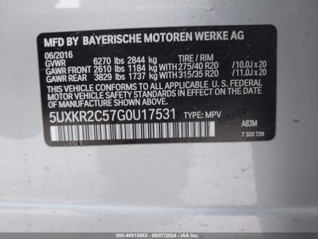 Photo 8 VIN: 5UXKR2C57G0U17531 - BMW X5 