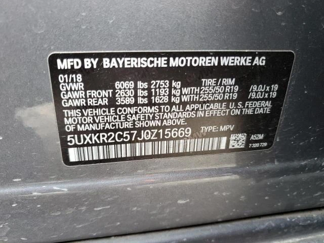 Photo 12 VIN: 5UXKR2C57J0Z15669 - BMW X5 SDRIVE3 