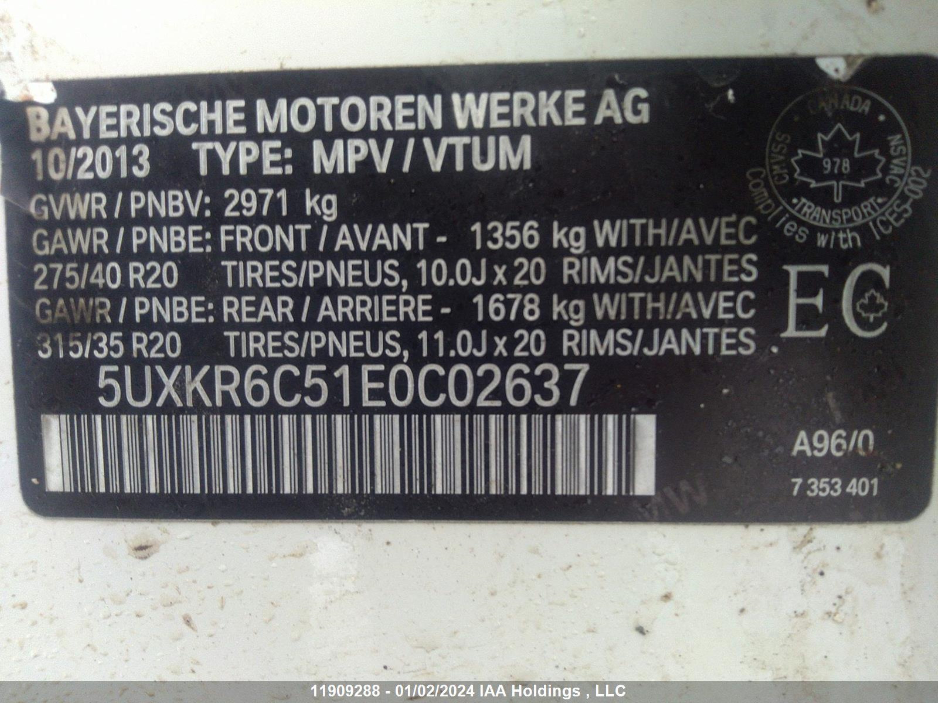 Photo 8 VIN: 5UXKR6C51E0C02637 - BMW X5 