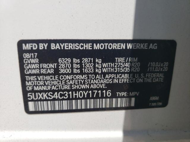 Photo 13 VIN: 5UXKS4C31H0Y17116 - BMW X5 XDRIVE3 