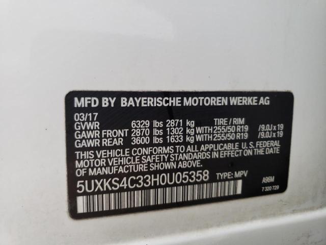 Photo 9 VIN: 5UXKS4C33H0U05358 - BMW X5 XDRIVE3 