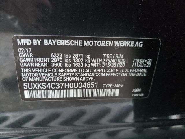 Photo 9 VIN: 5UXKS4C37H0U04651 - BMW X5 XDRIVE3 