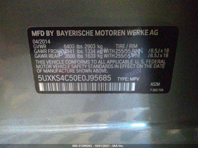 Photo 8 VIN: 5UXKS4C50E0J95685 - BMW X5 