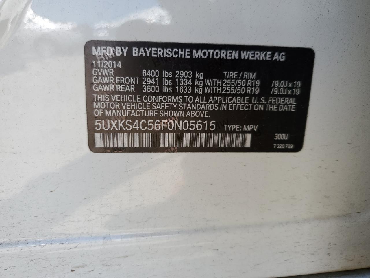 Photo 12 VIN: 5UXKS4C56F0N05615 - BMW X5 