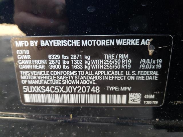 Photo 9 VIN: 5UXKS4C5XJ0Y20748 - BMW X5 XDRIVE3 