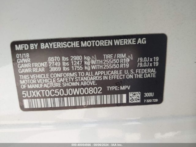 Photo 8 VIN: 5UXKT0C50J0W00802 - BMW X5 