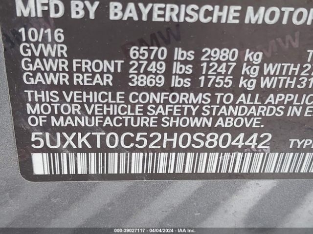 Photo 8 VIN: 5UXKT0C52H0S80442 - BMW X5 EDRIVE 