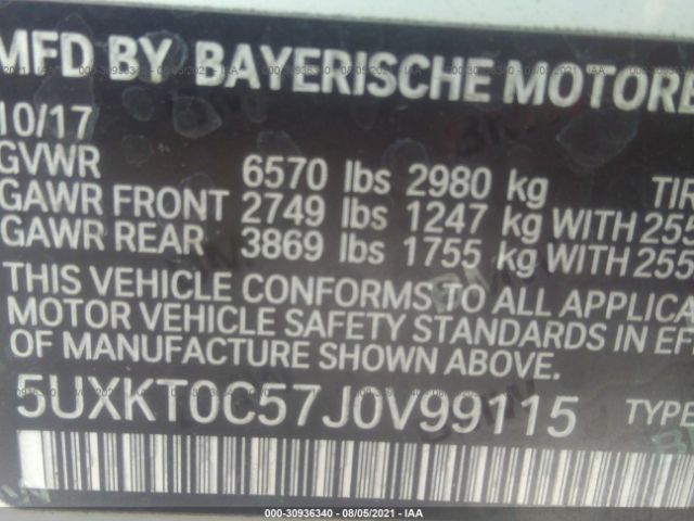 Photo 8 VIN: 5UXKT0C57J0V99115 - BMW X5 