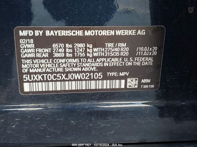 Photo 8 VIN: 5UXKT0C5XJ0W02105 - BMW X5 EDRIVE 