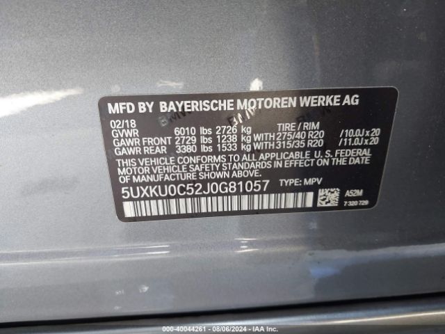 Photo 8 VIN: 5UXKU0C52J0G81057 - BMW X6 