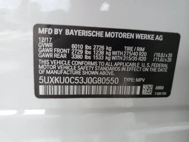 Photo 12 VIN: 5UXKU0C53J0G80550 - BMW X6 SDRIVE3 