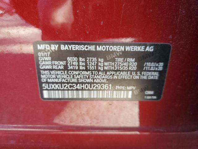 Photo 12 VIN: 5UXKU2C34H0U29361 - BMW X6 XDRIVE3 