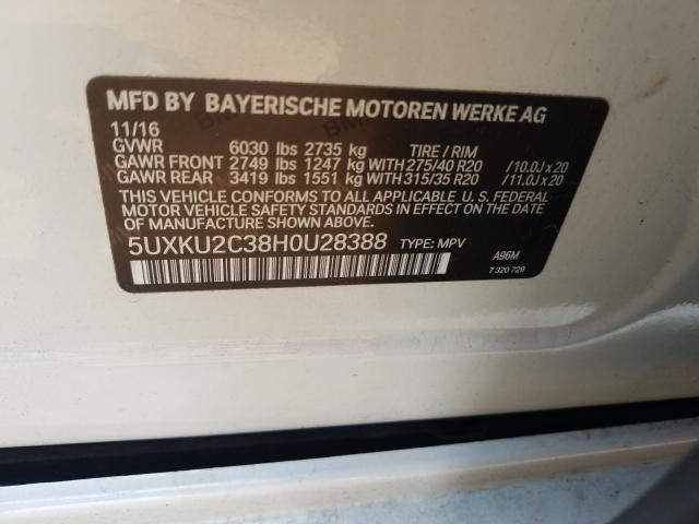 Photo 9 VIN: 5UXKU2C38H0U28388 - BMW X6 XDRIVE3 