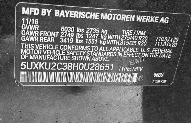 Photo 9 VIN: 5UXKU2C38H0U28651 - BMW X6 XDRIVE3 