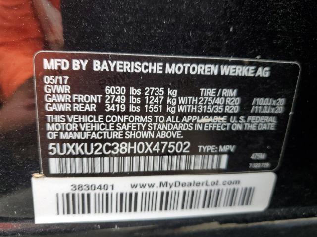 Photo 12 VIN: 5UXKU2C38H0X47502 - BMW X6 XDRIVE3 