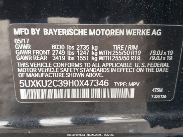 Photo 8 VIN: 5UXKU2C39H0X47346 - BMW X6 