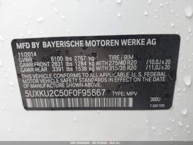 Photo 8 VIN: 5UXKU2C50F0F95667 - BMW X6 