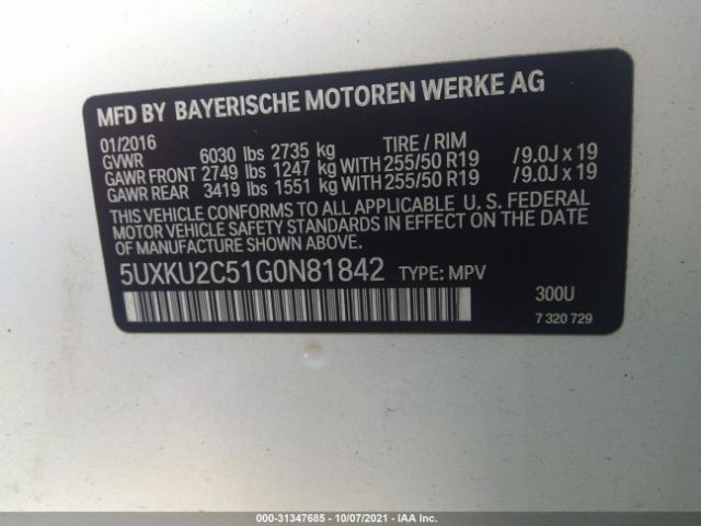 Photo 8 VIN: 5UXKU2C51G0N81842 - BMW X6 