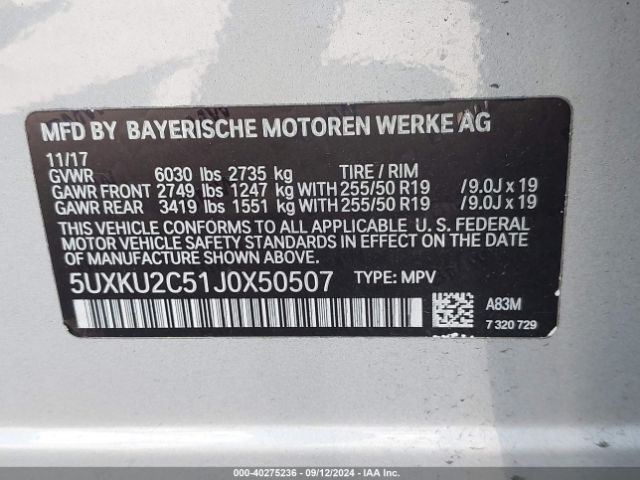 Photo 8 VIN: 5UXKU2C51J0X50507 - BMW X6 