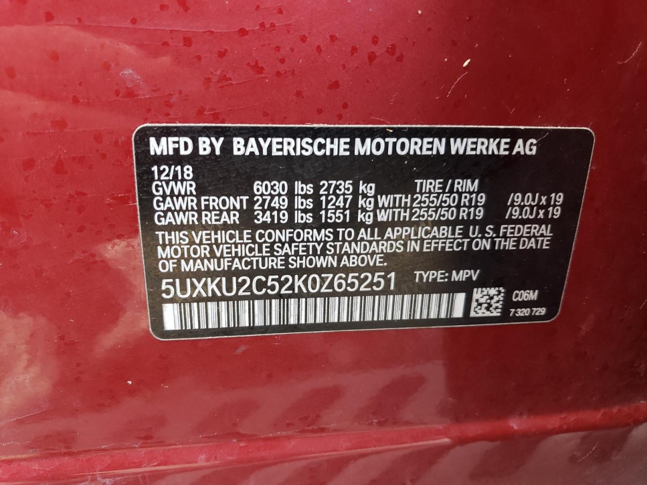 Photo 11 VIN: 5UXKU2C52K0Z65251 - BMW X6 