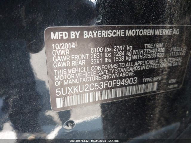 Photo 8 VIN: 5UXKU2C53F0F94903 - BMW X6 