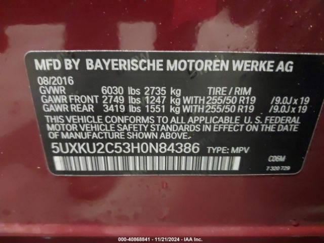 Photo 8 VIN: 5UXKU2C53H0N84386 - BMW X6 