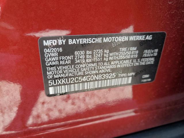 Photo 12 VIN: 5UXKU2C54G0N83925 - BMW X6 XDRIVE3 