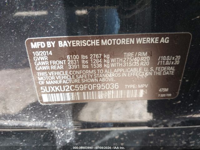 Photo 8 VIN: 5UXKU2C59F0F95036 - BMW X6 