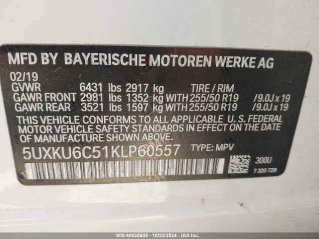 Photo 8 VIN: 5UXKU6C51KLP60557 - BMW X6 