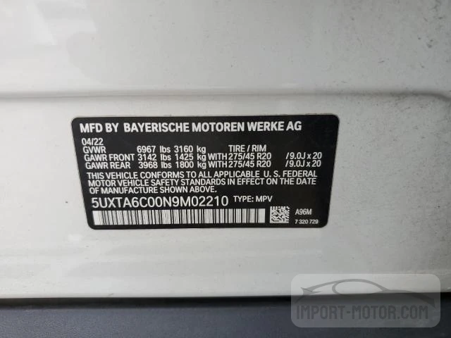 Photo 11 VIN: 5UXTA6C00N9M02210 - BMW X5 