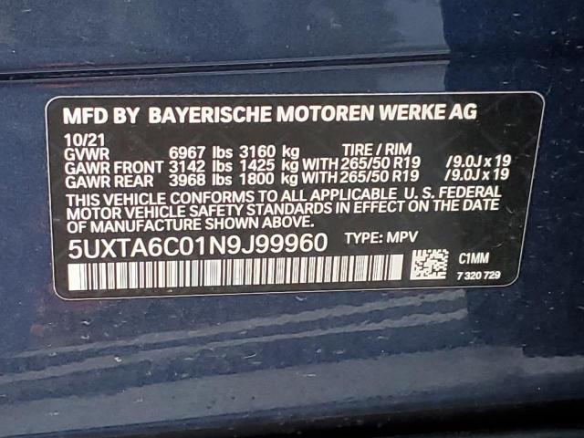 Photo 12 VIN: 5UXTA6C01N9J99960 - BMW X5 XDRIVE4 