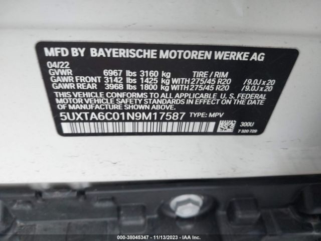 Photo 8 VIN: 5UXTA6C01N9M17587 - BMW X5 