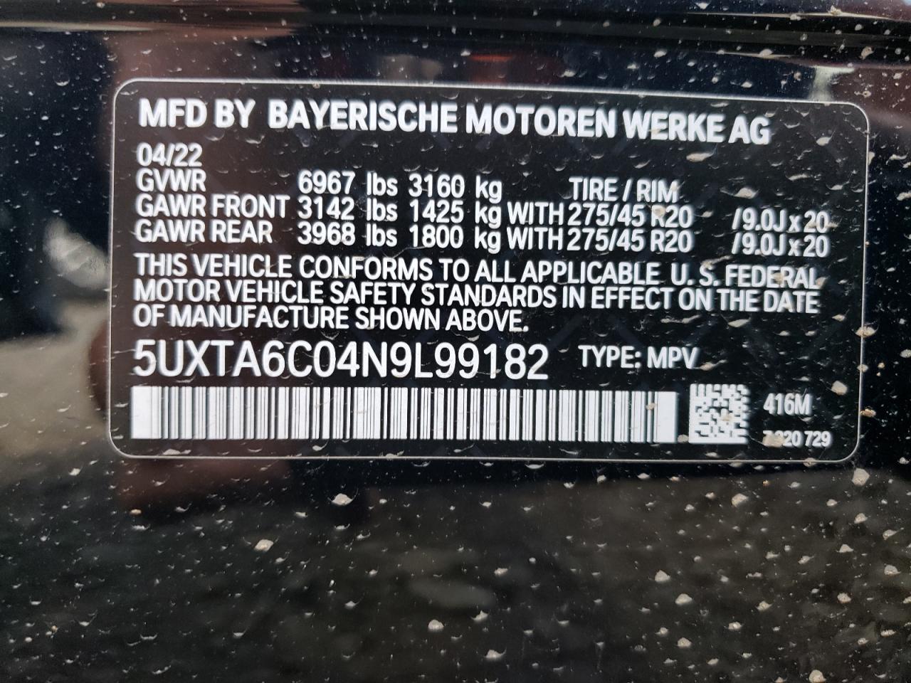 Photo 12 VIN: 5UXTA6C04N9L99182 - BMW X5 